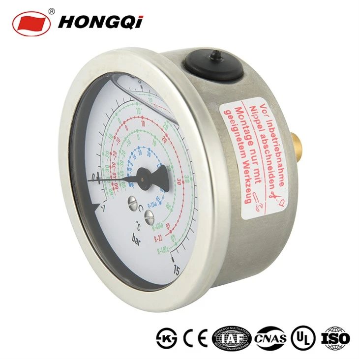 Oil-Filled Shock-Resistant Stainless Steel Axial Pressure Gauge
