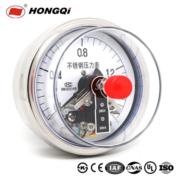 Stainless steel axial electric contact pressure gauge (1)