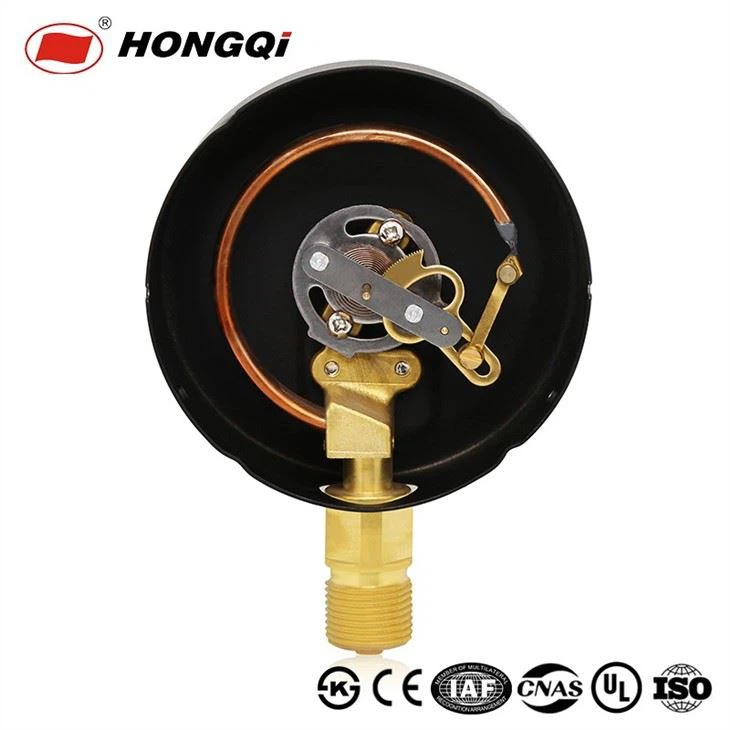Plumbing Pressure Gauge With Black Steel Case And Brass Burdon Tube