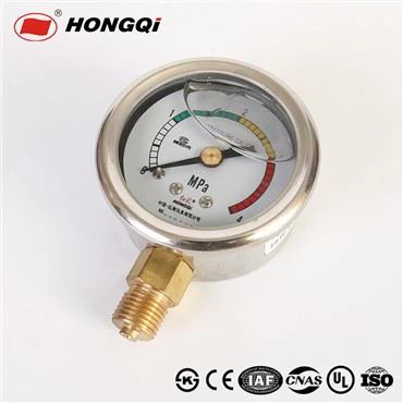 Shock-proof pressure gauge with brass movement