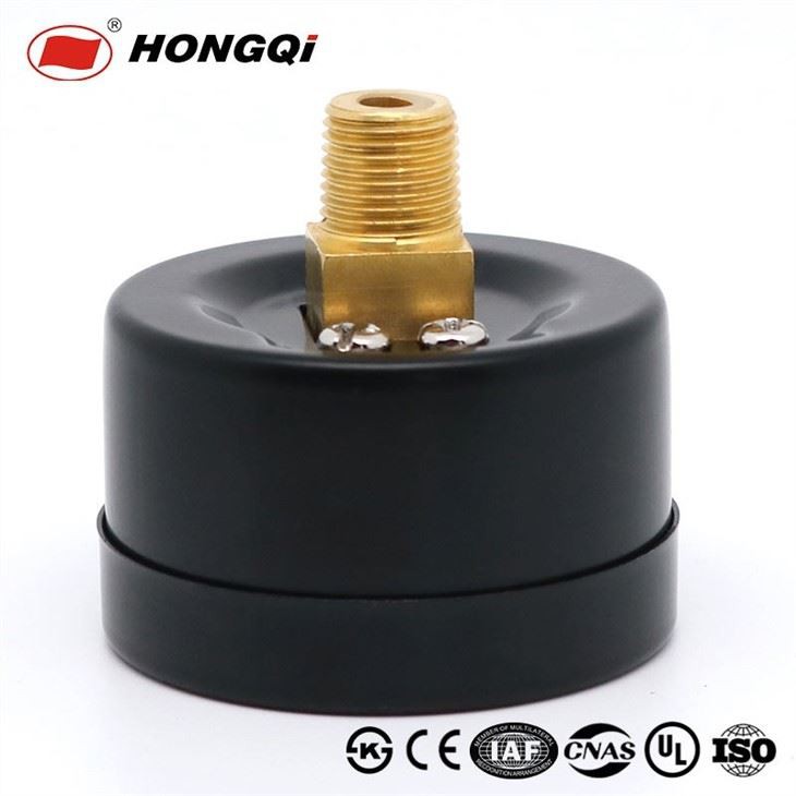 black painted steel pressure gauge