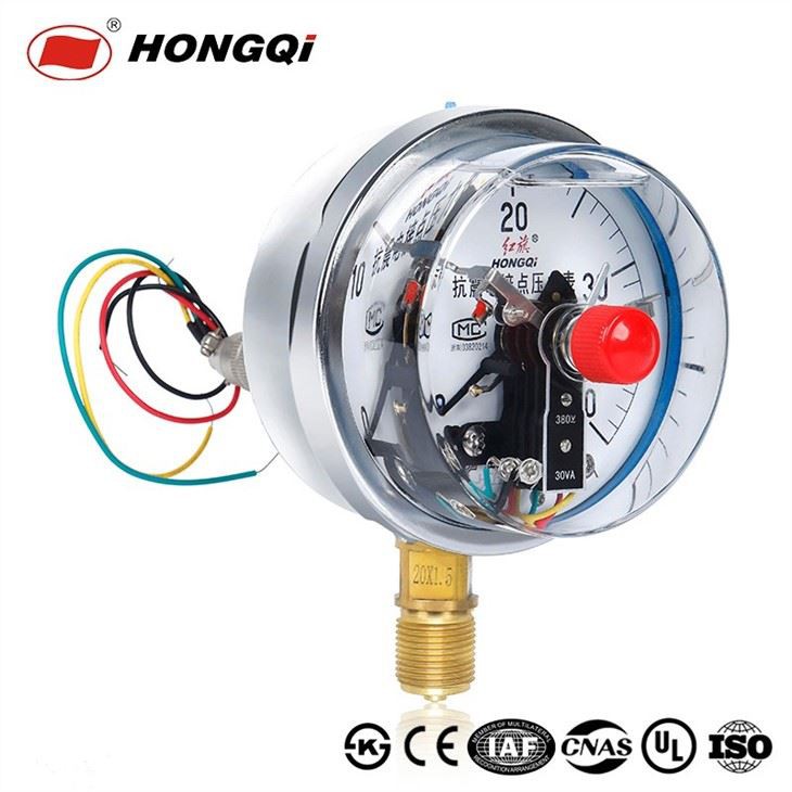 Hongqi 100mm Alarm Electric Contact With Upper And Lower Limit Pressure Gauge