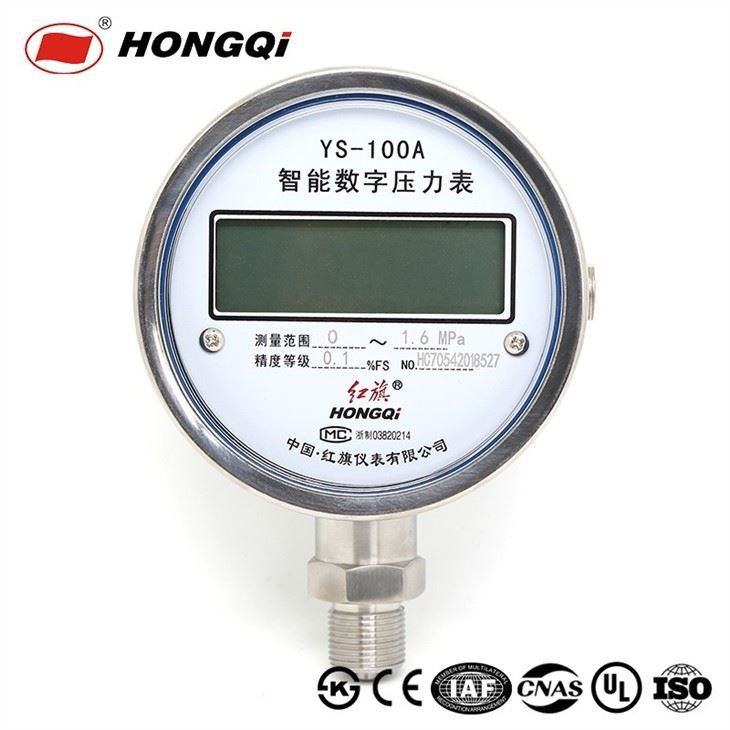 Hongqi 100mmDigital Hydraulic/Gas Industrial Precision Pressure Gauge With M20*1.5 Lower Mount