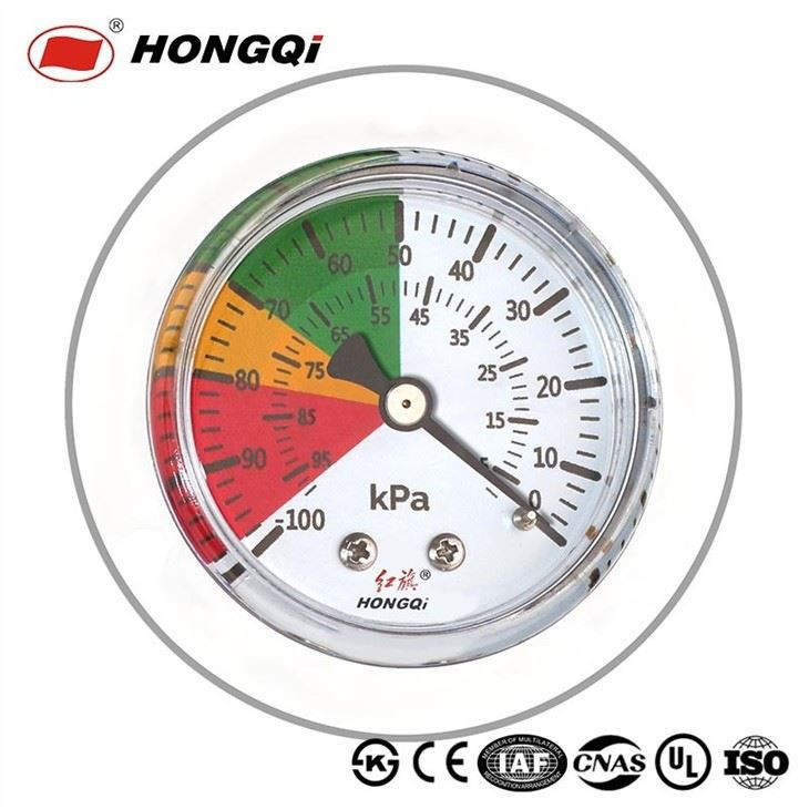 Double dial pressure gauges with an axial edge