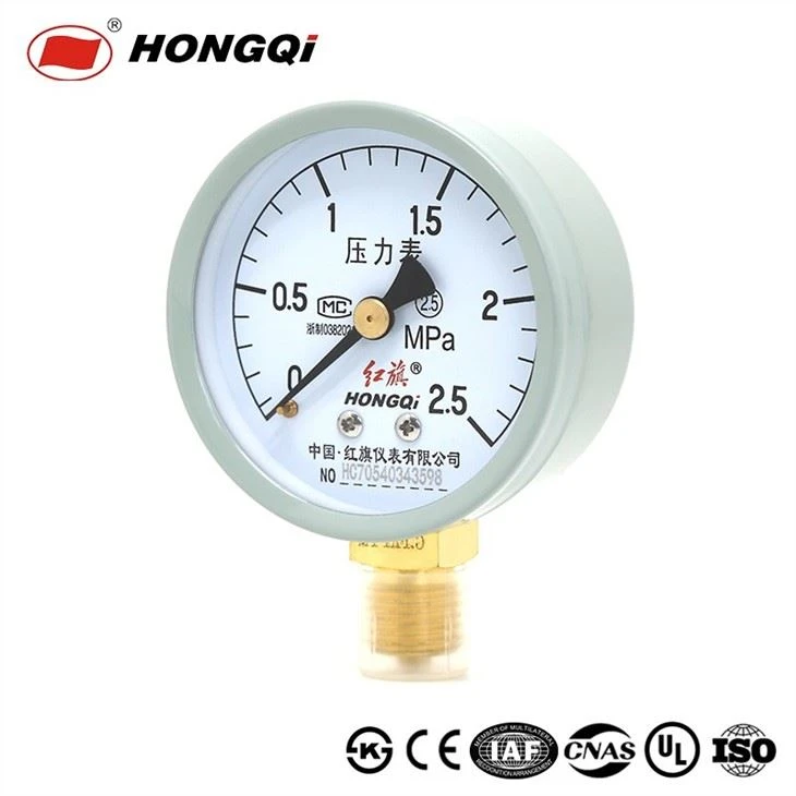 Hongqi Y-60mm General Pressure Gauge Plastic Case With Black Aluminum Pointer