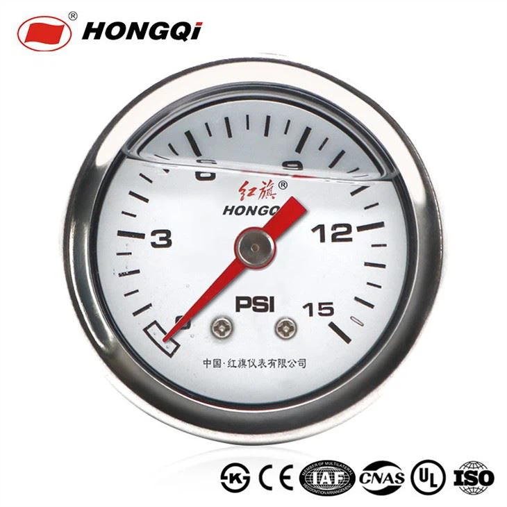 Red Pointer All Stainless Steel Case Pressure Gauge