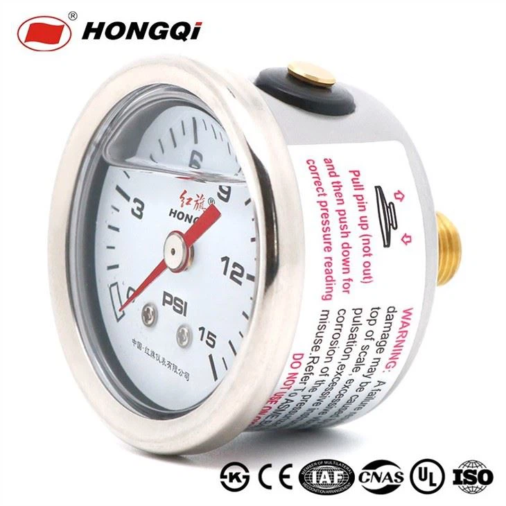 Axial shockproof pressure gauge